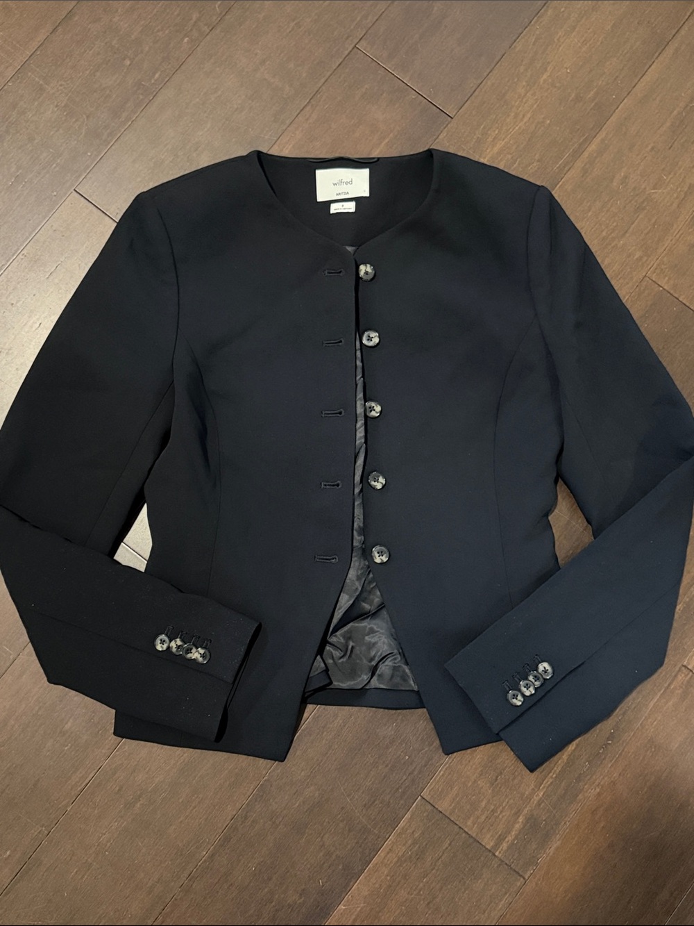 Wilfred ARITIZA Black Collarless Button-Front Blazer